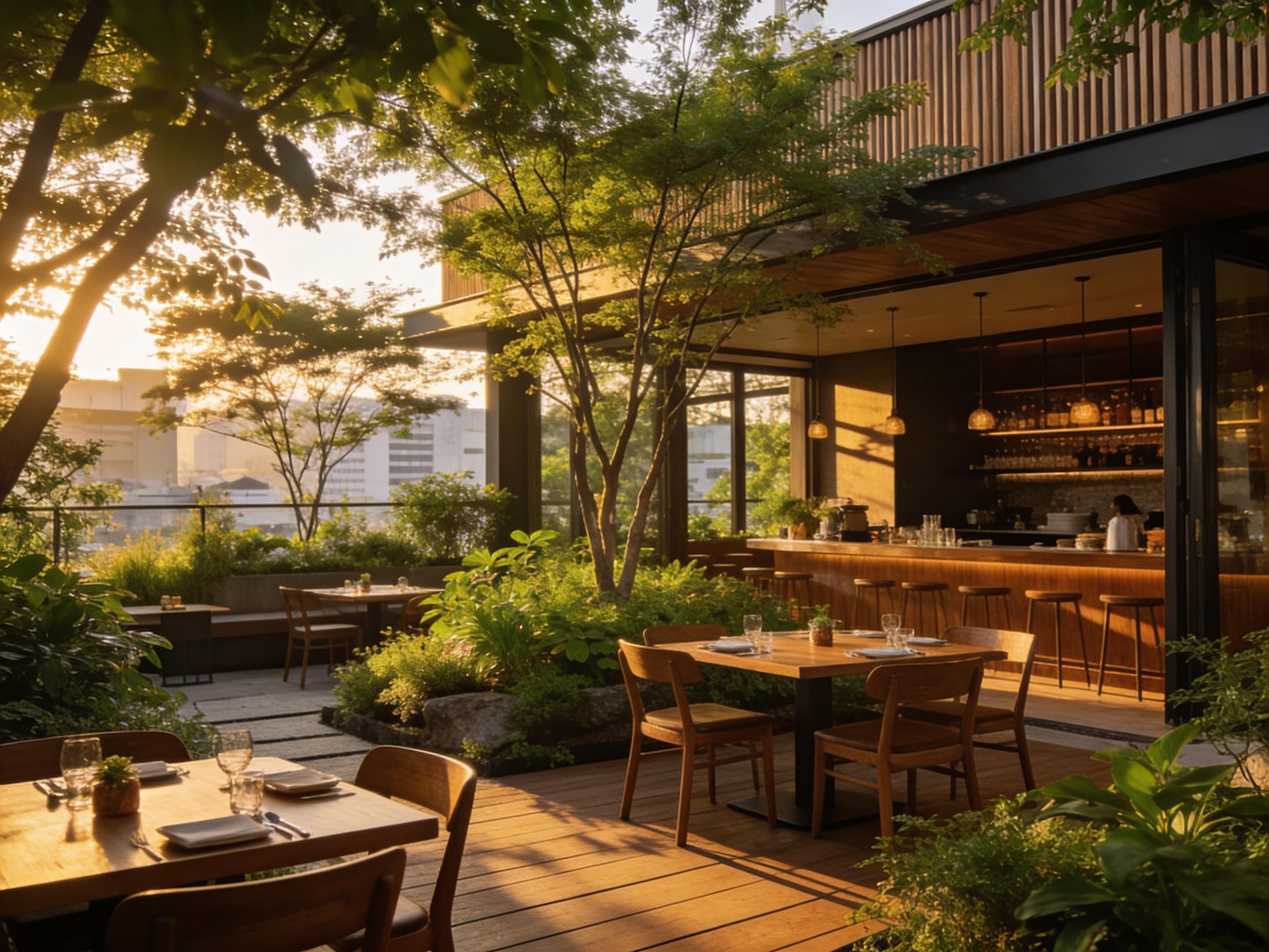 Jardin Perdu outdoor terrace with botanical garden
